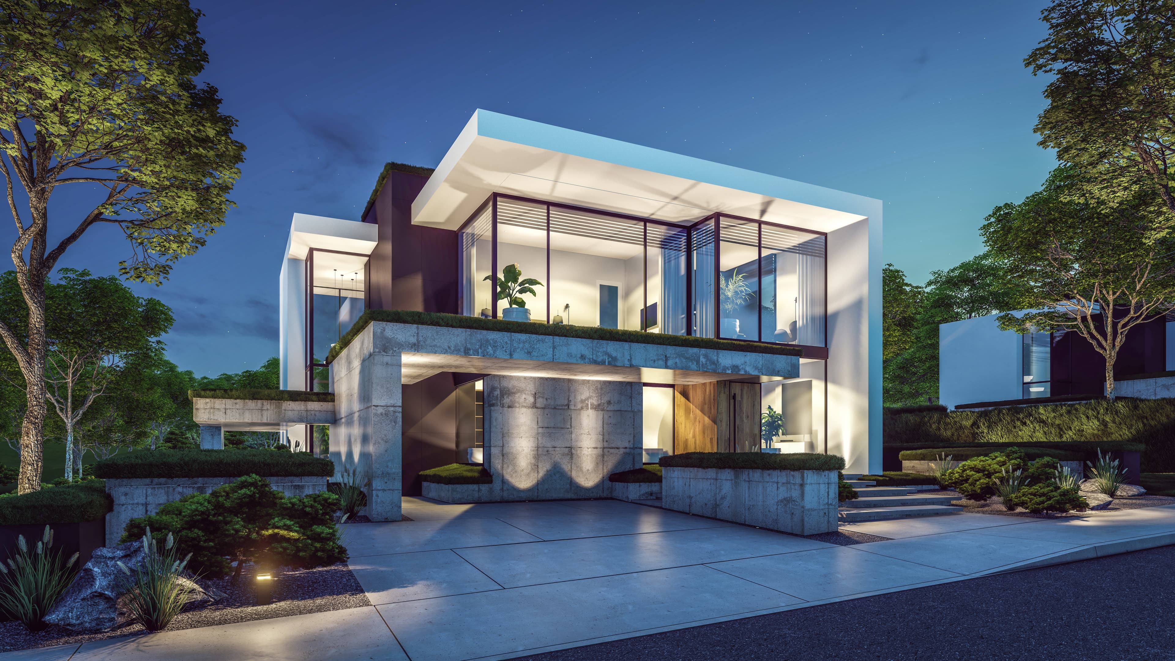 Neubau - 3D-Planung Flachdachhaus